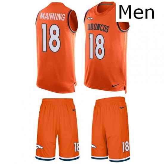 Men Nike Denver Broncos 18 Peyton Manning Limited Orange Tank Top Suit NFL Jersey